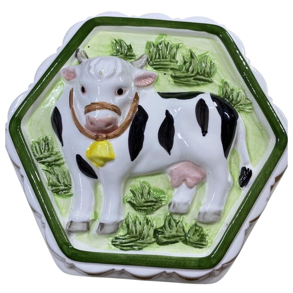 Country Vintage Himark Gourmet Ceramic Dairy Cow Wall Hanging Jello Mold Decor